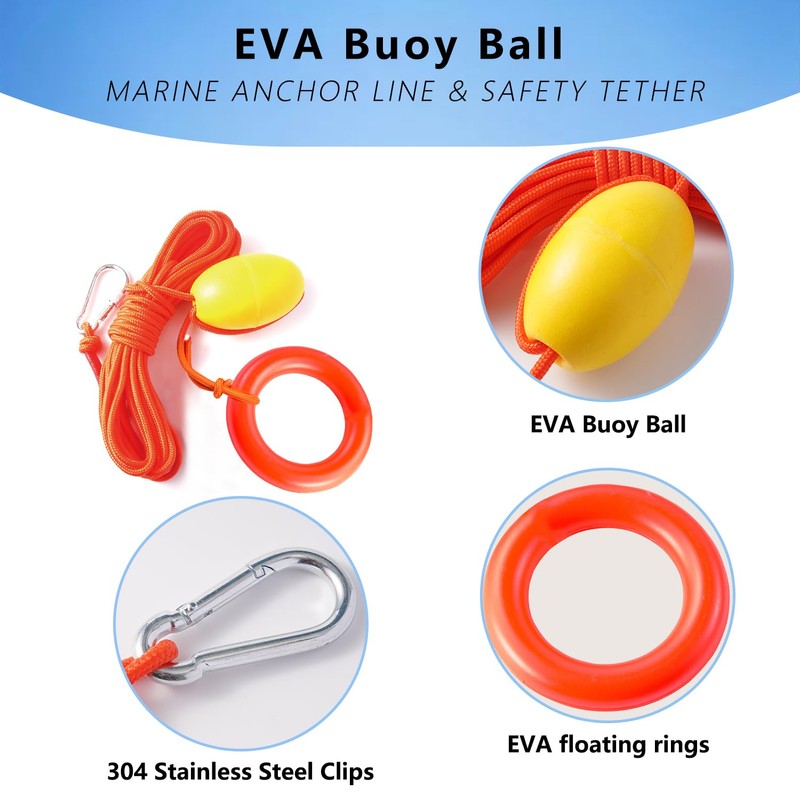 64ft Heavy Duty Floating Boat Rope with Buoy Float -