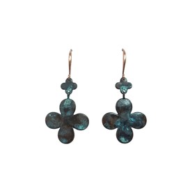 E0821 Antique Patina Tone Metal Clover Shape Drop Dangle Hook Earrings Dainty Earrings for Women – Elegant Minimalist Fashion Accessories Stylish Additions