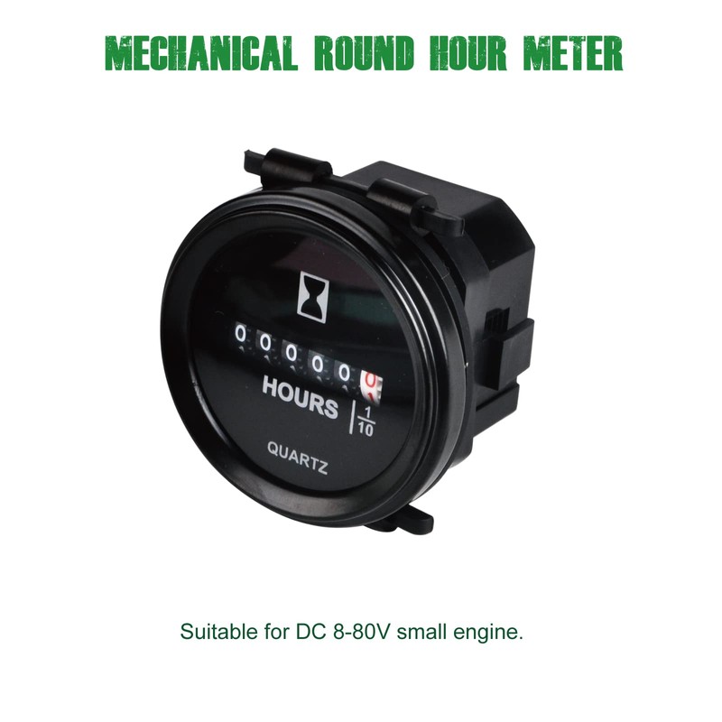 Yooreal Digital Round Hour Meter,DC 8-80V Mechanical Timer,Snap on Design,Waterproof