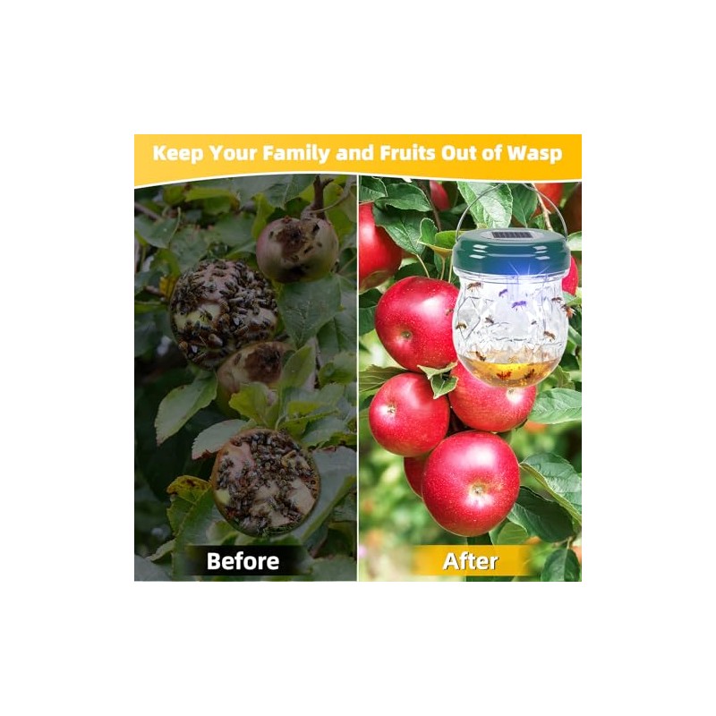 2026 New Wasp Traps Outdoor Hanging with LED Light, 4