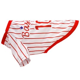 Paiaite Sleek Striped Dog Vest: Sleeveless Baseball-Style Dog Shirt, Ideal Fit for Small, Medium, and Large Breeds,Polyester Fabric for Comfort, Breathability, and Stretchiness Red XS