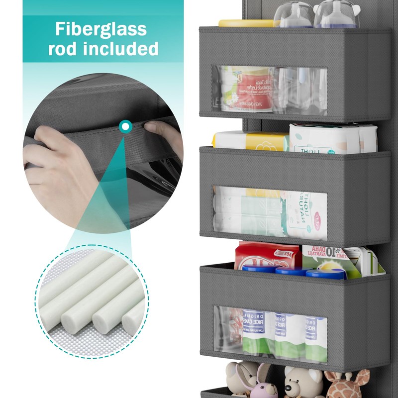 Over The Door Organizer, 4-Shelf Door Hanging Organizer for Nursery,