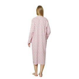 Trifolium Women Button Up 100% Turkish Cotton Nightdress Floral Trim Nightie Long Sleeve Pink UK 10-12 Factory M (NT7010-M-PK)