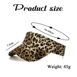 HAWILL Sun Visor Sun Hat Women's Leopard Print Visor Cap Sports Sun Protection Beach Sun Visor Hat 80s UV Protection Cap with Velcro Closure Leisure Summer for Golf Tennis Poker Parties, Leopard