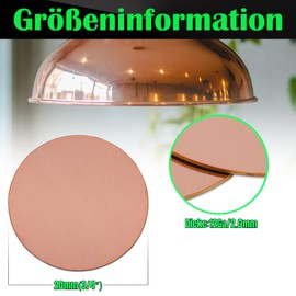 Uxney Round Copper Plate, 20 mm Diameter, 2 mm Thick Copper Metal Sheet for Crafts, DIY, Jewellery, Electrics, Repair, Industry (10 Pieces)