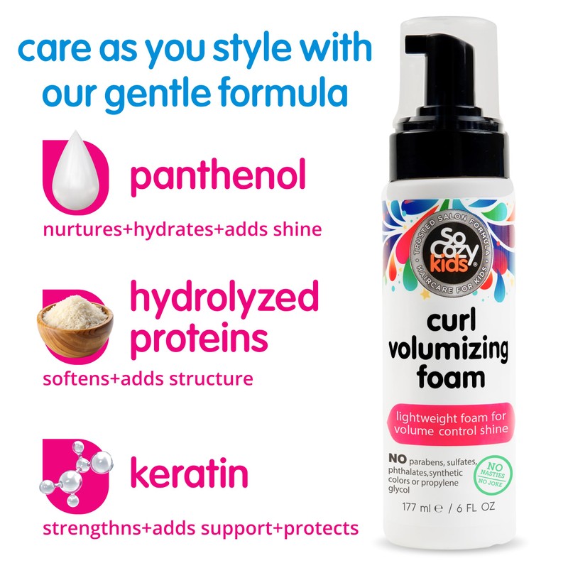 SoCozy Hair Mousse for Kids, Curl Volumizing Foam Mousse for