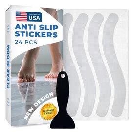 Anti Slip Shower Stickers 24 PCS, Invisible Non-Slip Shower Strips for Adults, Premium Adhesive Bath Tub Stickers (Clear)