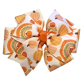 Pumpkin Rainbows Pinwheel Hair Bow