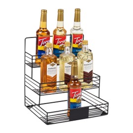 Mind Reader Coffee Syrup Station, Coffee Bar Accessories, Countertop Organizer, Kitchen, Metal, 14"L x 12"W x 15.5"H, Black