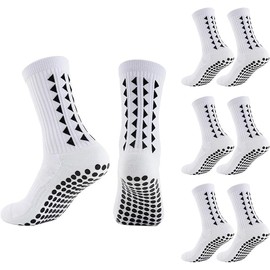 Football Grip Socks - 2/3/4PCS Non Slip Pairs White Sports Anti-Slip Socks | Football Gifts For Boys Mens For Soccer Basketball Yoga Running Hiking (UK, Age, One Size, Regular, White/3)