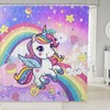 Feelyou Cute Unicorn Shower Curtain Rainbow Fabric Shower Curtain for