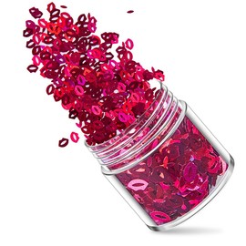 Valentines Nail Art Heart Shaped Flakes 2 Pot Nail Art Holographic Glitter Spring, 3D Metallic Maple Glitter Nail Art Design Spangles for Acrylic Nail Kit Manicure Decorations