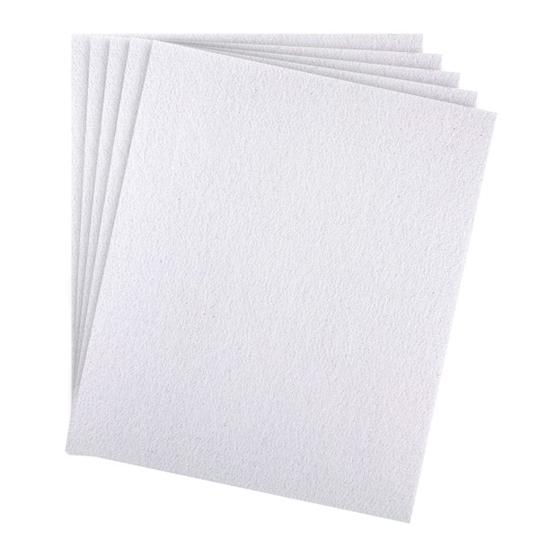 SAVITA 5pcs 25.4 x 22.8cm/10 x 9 inch 3mm Thick Felt Sheets, Stiff Felt Fabric Sheets for Crafts Hard Felt Squares for Sewing Crafting Cushion and Padding (White)
