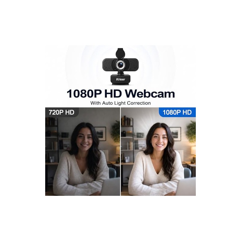 Cámara web 1080P con micrófono con cancelación de ruido, cámara