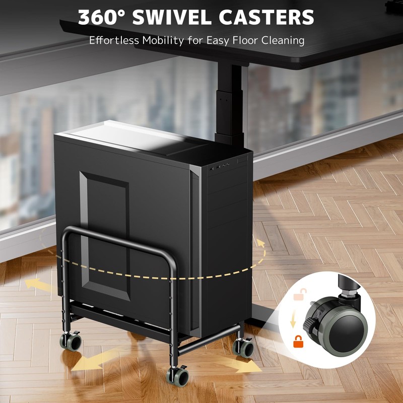 PUTORSEN Computer Tower Stand Under Desk - Height Adjustable PC