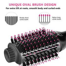 Aima Beauty One-Step Volumizer Hair Dryer Brush, 4-in-1 Upgrade Hot Air Brush for Less Frizz, More Shine, Oval Brush for Blowout, Black Red
