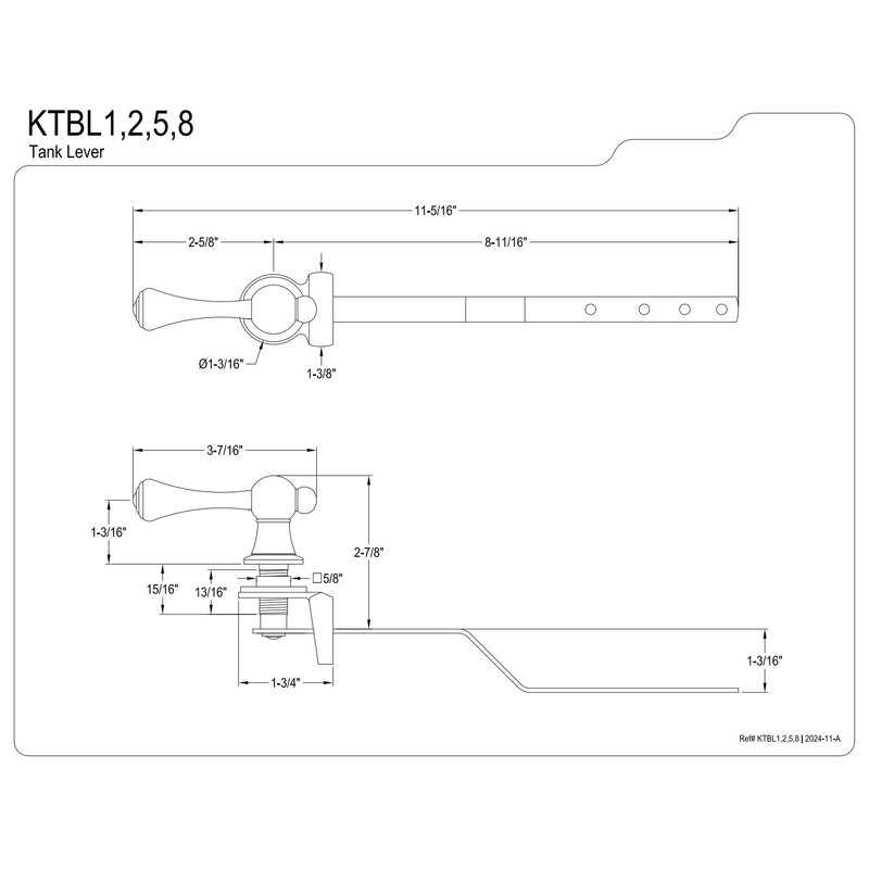 Kingston Brass KTBL2 Buckingham Front Mount Toilet Tank Lever, Left/Right