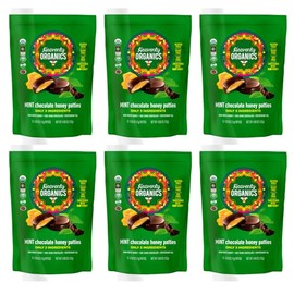Heavenly Organics Mint Chocolate Honey Patties, (6 Bags) Made with 100% Organic Cocoa and 100% Organic Raw White Honey; Non-GMO, Fair Trade, Kosher, Dairy & Gluten Free, No Sugar Added, sweeten with honey, chemical free, glyphosate, antibiotic-free