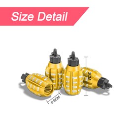 CGEAMDY Set of 4 Grenade Valve Caps, Hand Grenade Style Aluminium Car Tyre Valve Caps, Hand Grenade Style Tyre Valve Caps for Car Motorcycle (Gold)