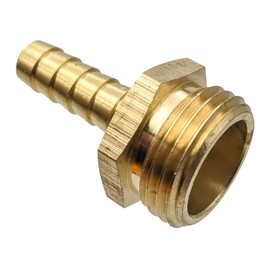 GRIDTECH Brass Garden Hose Adapter Fitting, 3/8” Barb and 3/4” GHT Male Connector, Heavy-Duty High-Pressure Support, Rust and Corrosion Resistant