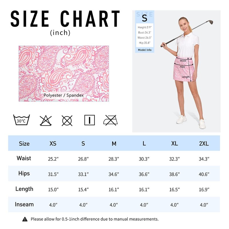M MOTEEPI Golf Skirts for Women with 4 Pockets 16"