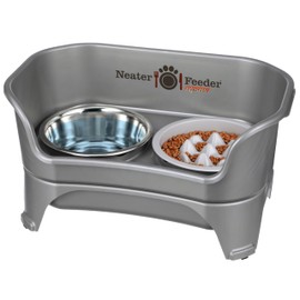 Neater Feeder Express Medium to Large Mess Proof Feeder for Dogs, 2 Cup Slow Feed Bowl & 7 Cup Stainless Steel Water Bowl, No Spill, Non-Tip, Non-Slip, Elevated Dog Bowls. Aids Digestion. Made in USA