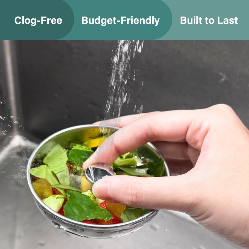 Kitchen Sink Strainer and Stopper Stainless Steel Basket for 3-1/2