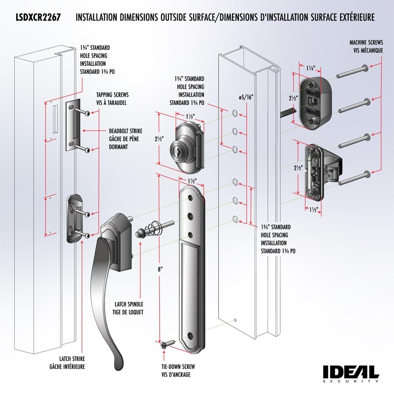 Ideal Security Pull Handle Set with Keyed Deadbolt, Screen Door