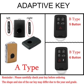 HIBEYO Leather Key Fob Cover Compatible with Volvo XC90 XC60 XC40 S60 S90 V90 Polestar 1 Polestar 2 Polestar 3 Accessories Genuine Leather Key Case with Keychain-A Type Brown