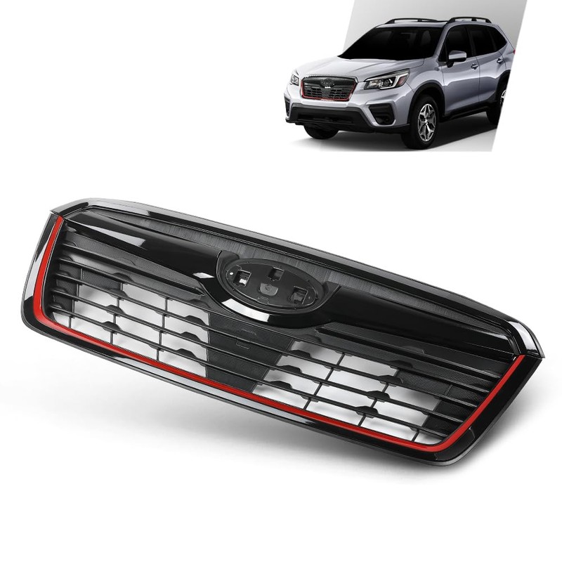 G-PLUS Front Grill w/Camera Hole Gloss Black w/Red Line Compatible