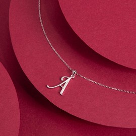 VIKI LYNN Sterling Silber 925 Kette Halskette mit Silber und Zircon Buchstabe Alphabet A Anhaenger