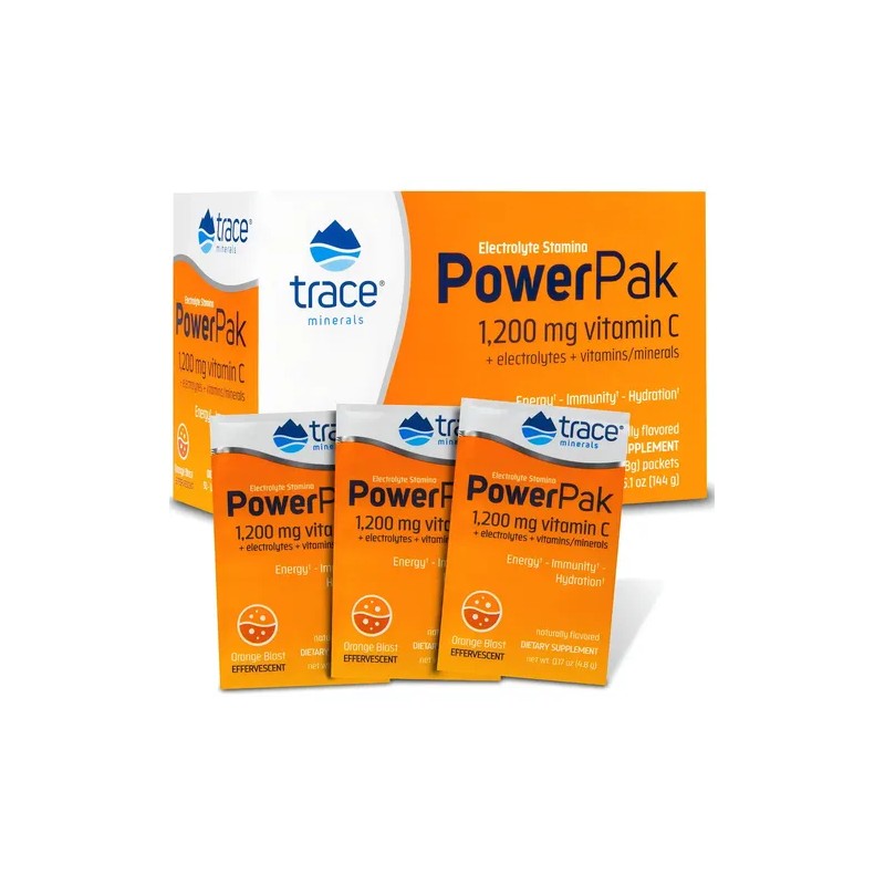 Suplemento Nutricional Trace Minerals Vitamina C Electrolitos 30 Sobres Naranja