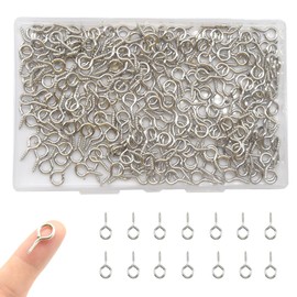 CEEYSEE 300 Pieces Small Eye Bolts 9x19mm Mini Screw Eye Pin Self Tapping Screws Hook Ring for Arts and Crafts Projects (YJY2)