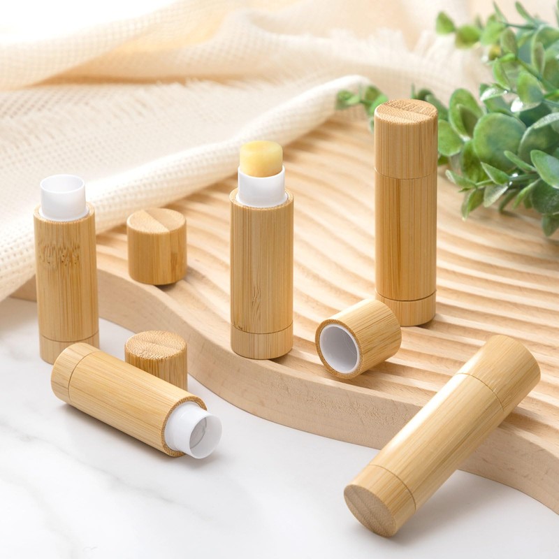 48 Pcs Bamboo Empty Lip Balm Containers, Refillable 5g Lipstick