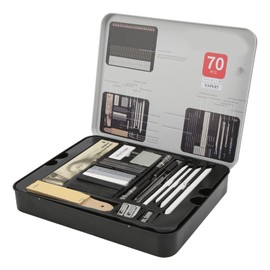 Art Pencils Set, 70 Pieces Environmentally Friendly Material Iron Box Wood Charcoal Complete Tool Graphite Drawing Pens for Sketching for Painting