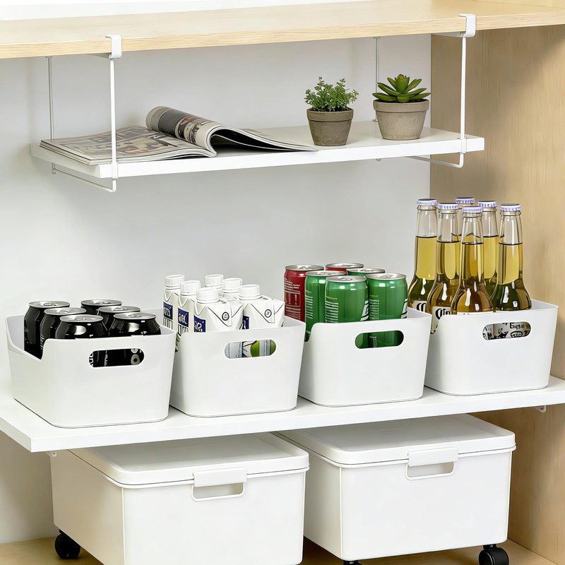 Small Plastic Storage Basket with Handles, Durable Organizer Bin, Open-Top