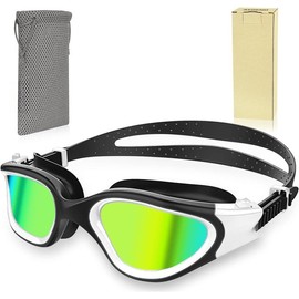 Polarized Swim Goggles, Swimming Goggles Anti-Glare Anti-Fog - Color: Mirror Orange