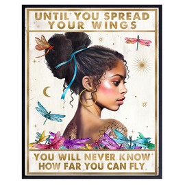 Motivational Black Girl Room Decor - Inspirational Wall Decor for Women Daughter - Teen Girls Bedroom Decor - Personal Growth Quotes Wall Decor -Encouraging positive Sayings African American Wall Art
