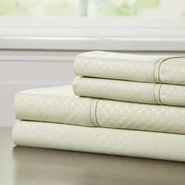 Brushed Microfiber Sheets Set- 4 Piece Hypoallergenic Bed Linens with Deep Pocket Fitted Sheet and Embossed Design by Lavish Home (Sage, Full)