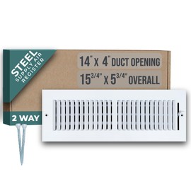Fits 14x4 Duct Opening 2 Way Steel Air Supply Diffuser by Handua | Register Vent Cover Grill for Sidewall and Ceiling | White | Outer Dimensions: 15.75" X 5.75"