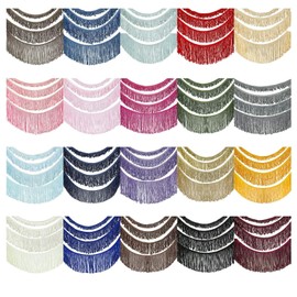 Fringe Silky Loop Trimming Fringing. Poly Rayon Antique Look Crimped Costume Chainette Tassel Trim,Soft Drape. 2,4,6 & 13cm Length. 20 Colors Decoration,Dress Edge. Ink Blue #371, 4cm, 5YD