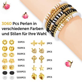 Mispudin 3060 Pieces Clay Beads Black White Jewellery Making Set, Polymer Clay 6 mm Beads Set for Girls and Women, Make Your Own Bracelets, Ideal for DIY Bracelets, Necklaces