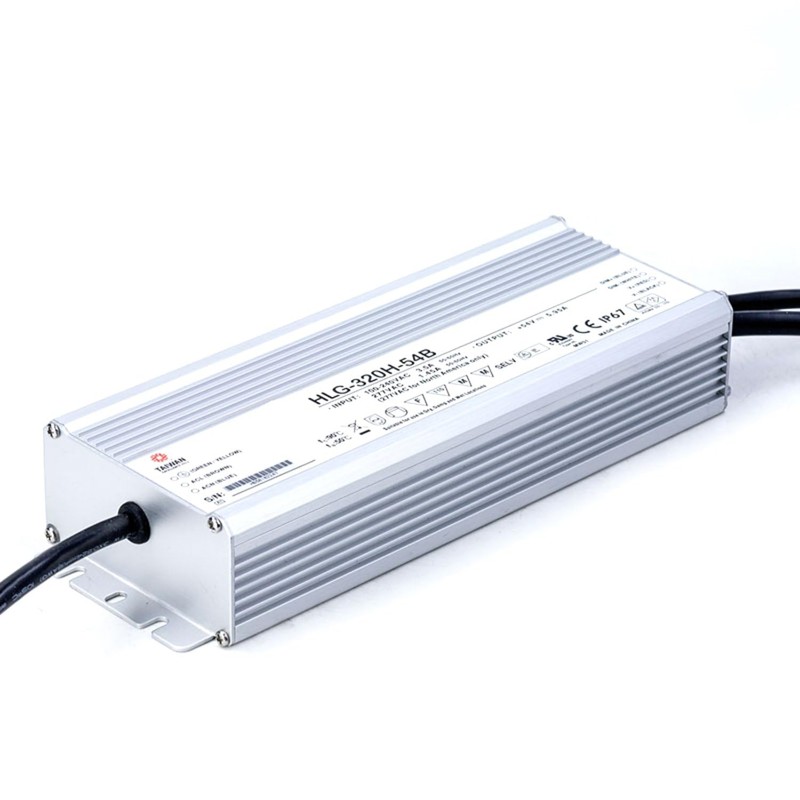 320W LED Driver, HLG-320H-54B, Constant Current, 54V Output, IP67 Rated,