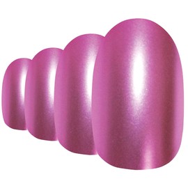 Bling Art Oval False Nails Fake Acrylic Matte Pink Metallic 24 Medium Tips Glue