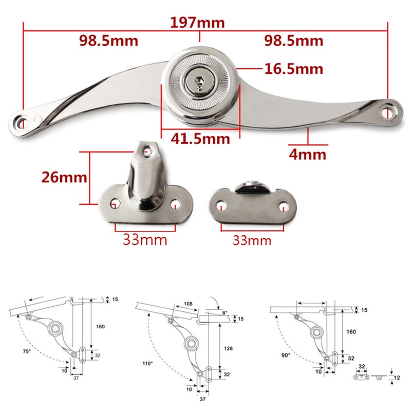 2 Pack Pxyelec Lid Support Hinge Lid Stay Hinge with