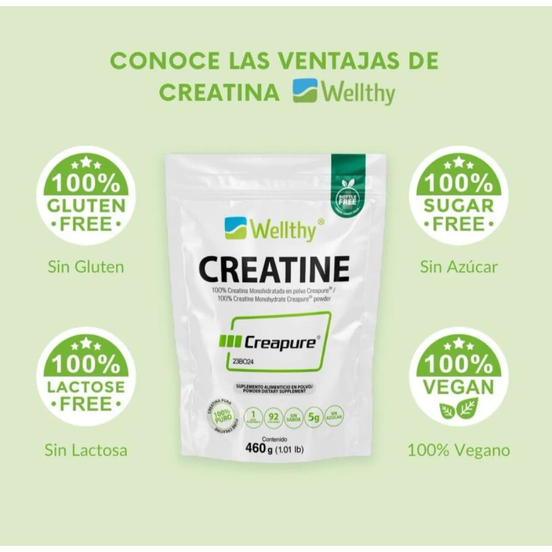 ⚡💪 Wellthy Creatina Creapure® 460g | 92 Porciones | Energía,