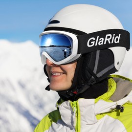 GlaRid OTG Ski Goggles, 100% UV Protection Anti Fog Ski/Snowboard Goggles for Men, Women & Youth, with Ski Goggles Case