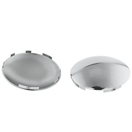 CHDT66 Chrome Front Hub Cap Kit - 2 Pc Pack, for Semi Truck Trailer and More, 6 Uneven Notches with 7/16" Lips, with pre-Installed Clips - Universal Fit