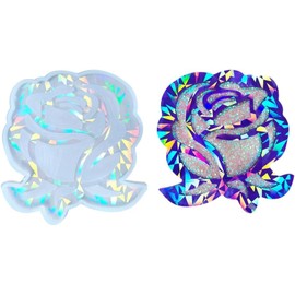 Resin Mold, Crystal Flower Silicone Coaster Mould Fashion Holographic Coaster Resin Molds Rose Flower Cup Mat Epoxy Mold Home Decor Jewelry Resin Casting Molds
