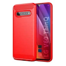SCL Case for LG V60 ThinQ Case, [Red] Carbon Fiber Effect Gel Grip Protection Cover [Anti Scratch][Anti Collision]